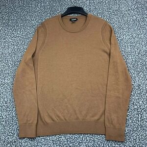 Express Sweater Men Large Brown Merino Wool Crewneck Solid Long Sleeve L